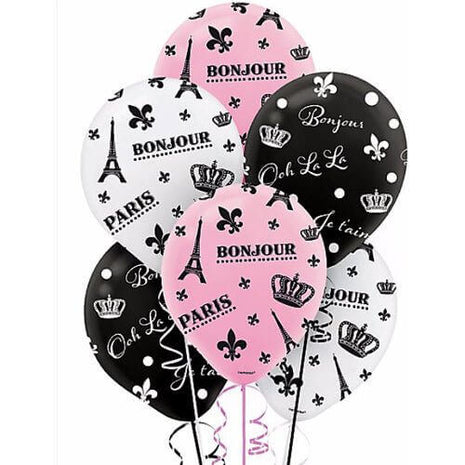 Bridal Shower - "A Day in Paris" Latex Balloons (6ct) - SKU:110358 - UPC:013051711481 - Party Expo
