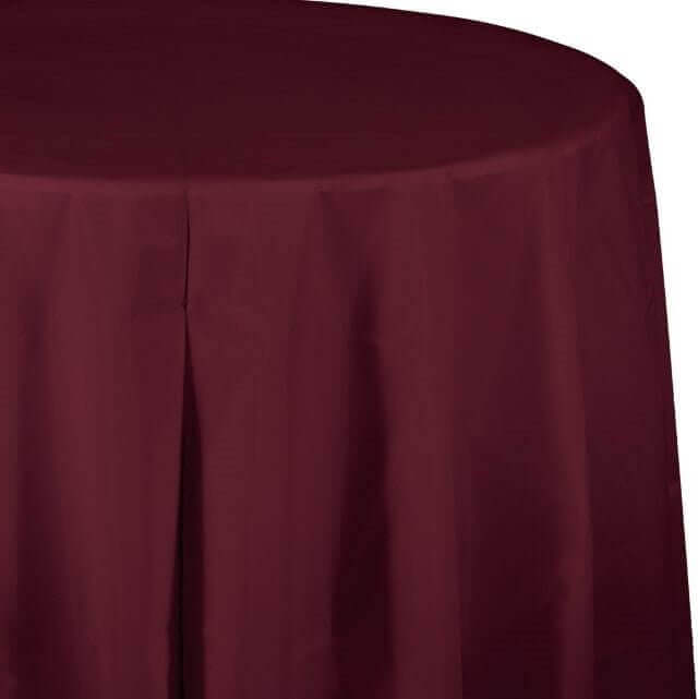 Burgundy Octagon Round Table Cover - SKU:703122 - UPC:073525812885 - Party Expo