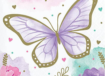 Butterfly Shimmer Beverage Napkin - SKU:354582 - UPC:039938845643 - Party Expo