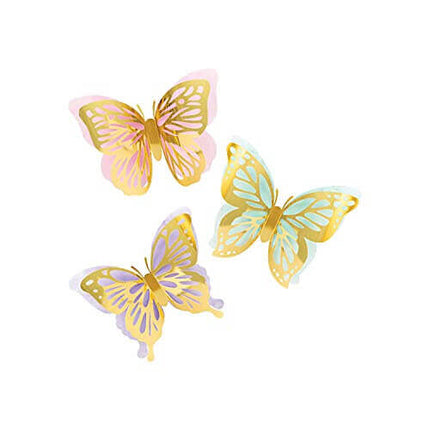 Butterfly Shimmer Foil Wall Cutouts - SKU:355773 - UPC:039938861490 - Party Expo