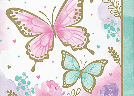 Butterfly Shimmer Lunch Napkin - SKU:354581 - UPC:039938845636 - Party Expo