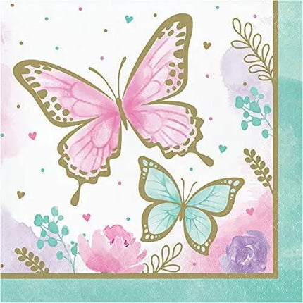Butterfly Shimmer Lunch Napkins (16ct) - Party Expo