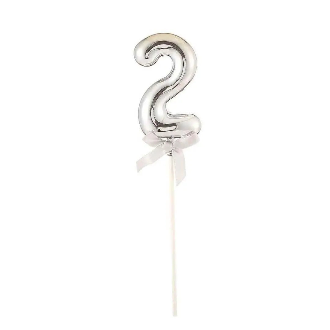Sophisticated Silver Number 2 Cake Topper for Elegant Celebrations