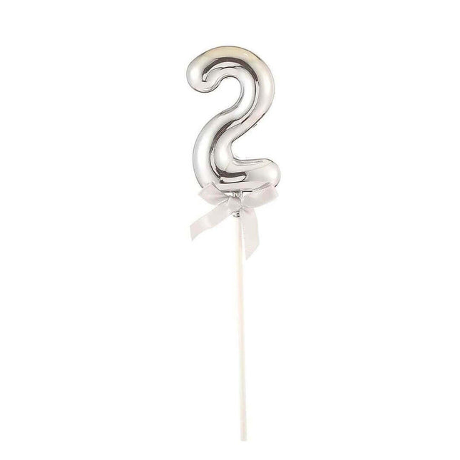 Cake Topper Number '2' - Silver - SKU:85814 - UPC:8712364858143 - Party Expo