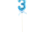 Cake Topper Number '3' - Blue - SKU:85825 - UPC:8712364858259 - Party Expo