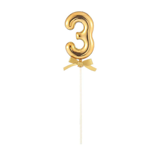 Cake Topper Number '3' - Gold - SKU:85805 - UPC:8712364858051 - Party Expo