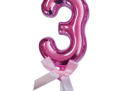 Cake Topper Number '3' - Pink - SKU:85835 - UPC:8712364858358 - Party Expo