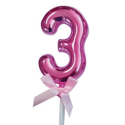 Cake Topper Number '3' - Pink - SKU:85835 - UPC:8712364858358 - Party Expo
