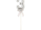 Cake Topper Number '3' - Silver - SKU:85815 - UPC:8712364858150 - Party Expo