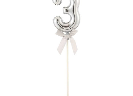 Cake Topper Number '3' - Silver - SKU:85815 - UPC:8712364858150 - Party Expo