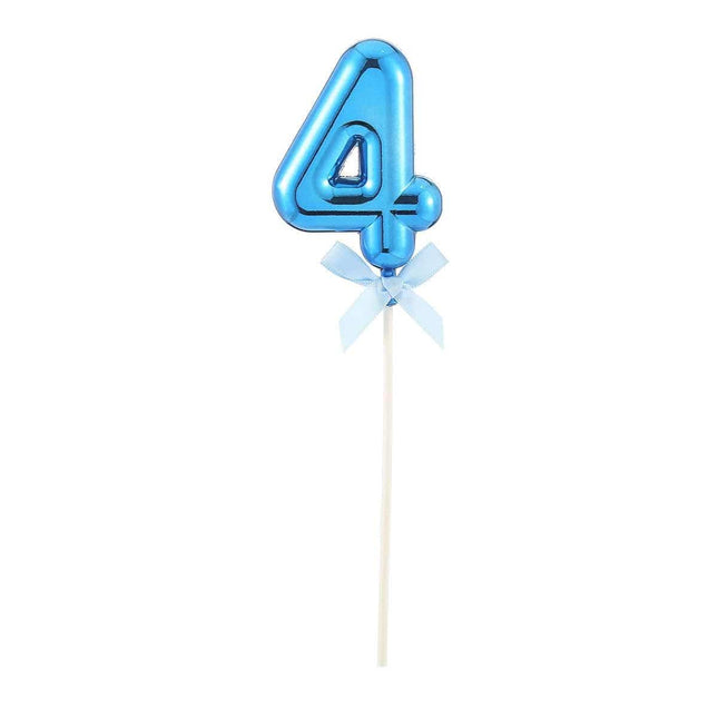 Cake Topper Number '4' - Blue - SKU:85826 - UPC:8712364858266 - Party Expo