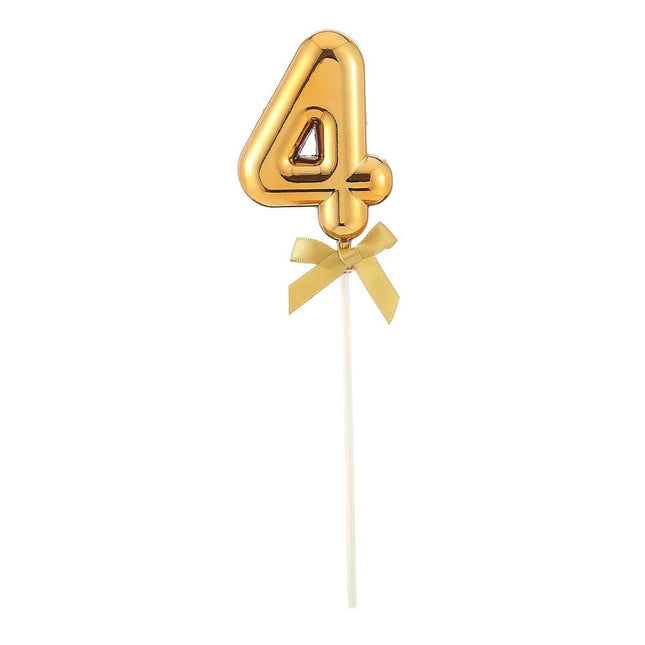 Cake Topper Number '4' - Gold - SKU:85806 - UPC:8712364858068 - Party Expo