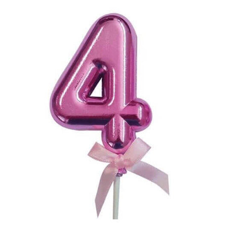 Cake Topper Number '4' - Pink - SKU:85836 - UPC:8712364858365 - Party Expo