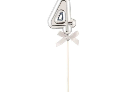 Cake Topper Number '4' - Silver - SKU:85816 - UPC:8712364858167 - Party Expo