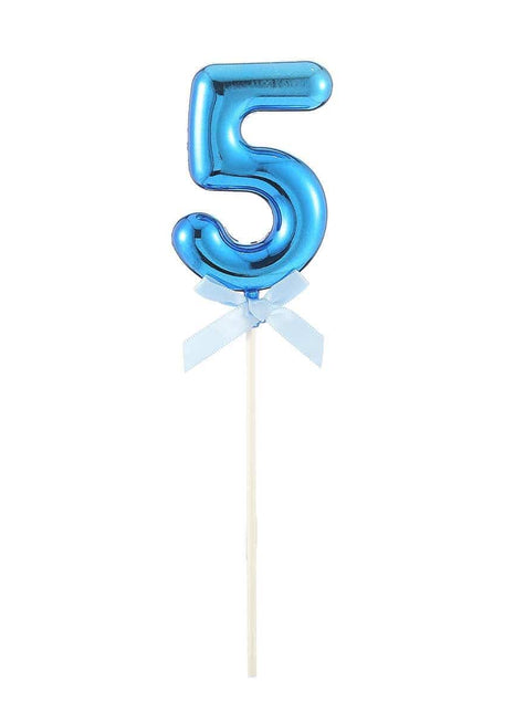 Cake Topper Number '5' - Blue - SKU:85827 - UPC:8712364858273 - Party Expo