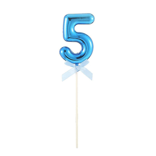 Cake Topper Number '5' - Blue - SKU:85827 - UPC:8712364858273 - Party Expo