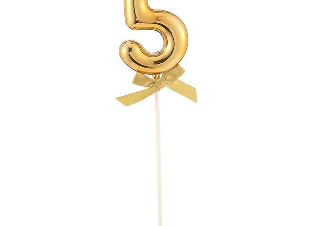 Cake Topper Number '5' - Gold - SKU:85807 - UPC:8712364858075 - Party Expo