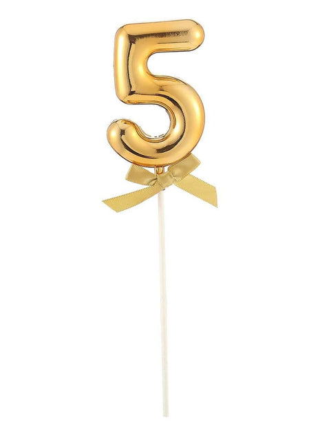 Cake Topper Number '5' - Gold - SKU:85807 - UPC:8712364858075 - Party Expo