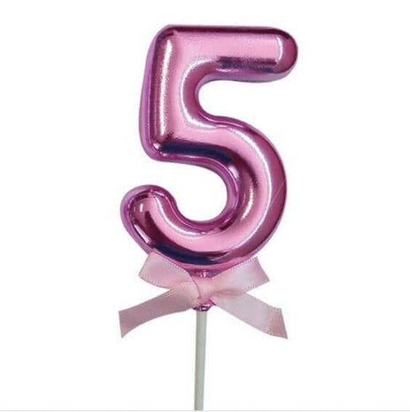 Cake Topper Number '5' - Pink - SKU:85837 - UPC:8712364858372 - Party Expo
