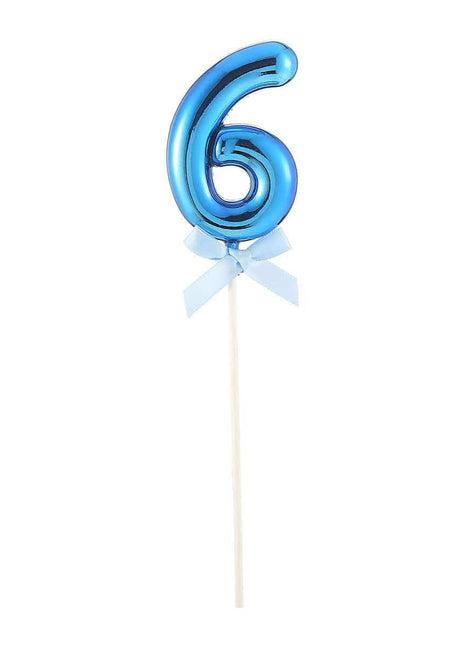Cake Topper Number '6' - Blue - SKU:85828 - UPC:8712364858280 - Party Expo