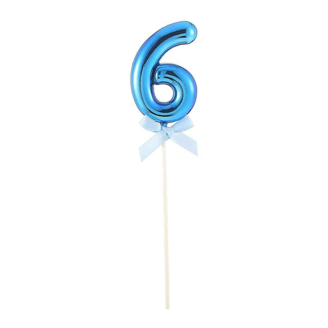 Cake Topper Number '6' - Blue - SKU:85828 - UPC:8712364858280 - Party Expo