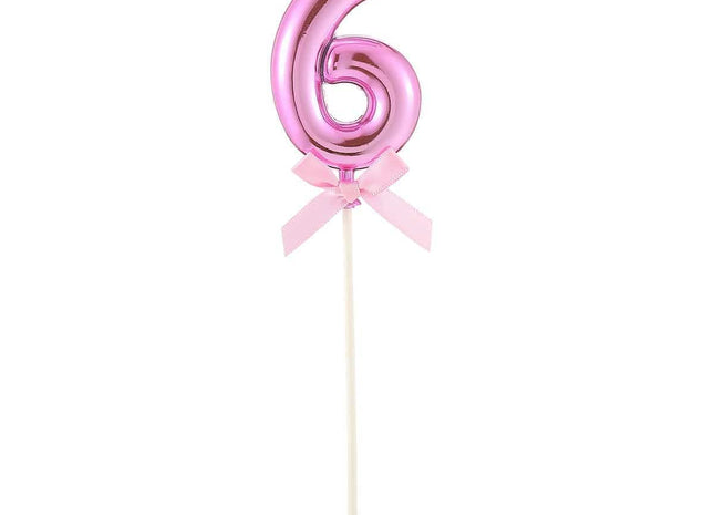 Cake Topper Number '6' - Pink - SKU:85838 - UPC:8712364858389 - Party Expo