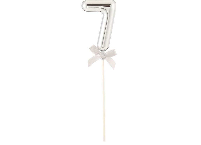 Cake Topper Number '7' - Silver - SKU:85819 - UPC:8712364858198 - Party Expo