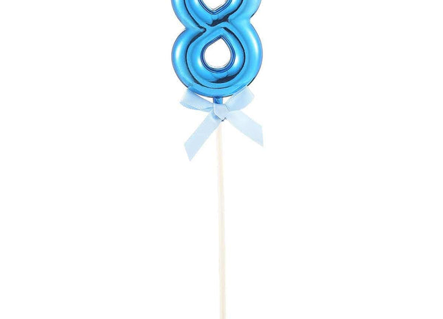 Cake Topper Number '8' - Blue - SKU:85830 - UPC:8712364858303 - Party Expo