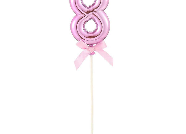 Cake Topper Number '8' - Pink - SKU:85840 - UPC:8712364858402 - Party Expo