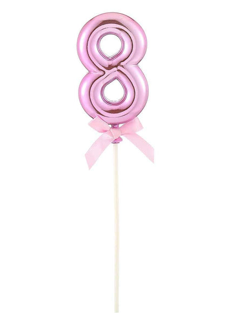 Cake Topper Number '8' - Pink - SKU:85840 - UPC:8712364858402 - Party Expo