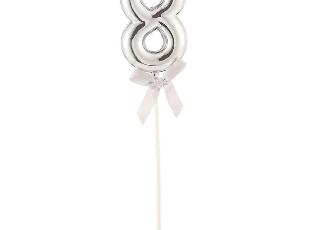 Cake Topper Number '8' - Silver - SKU:85820 - UPC:8712364858204 - Party Expo