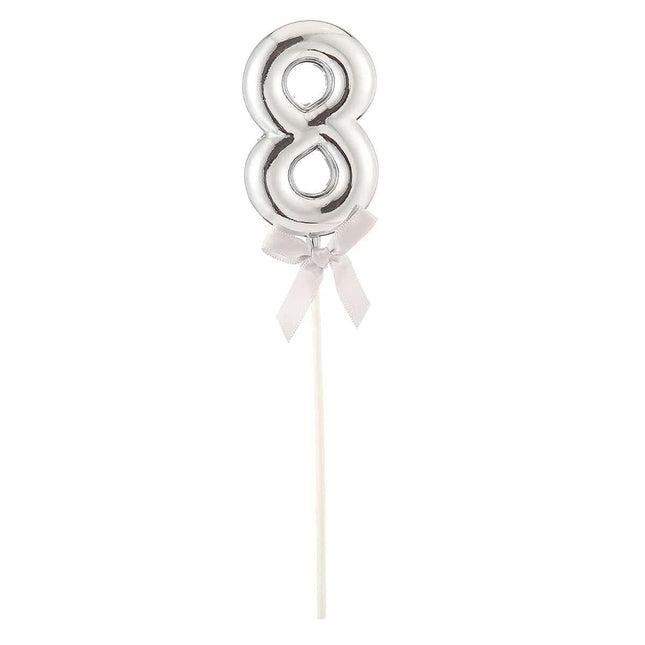 Cake Topper Number '8' - Silver - SKU:85820 - UPC:8712364858204 - Party Expo