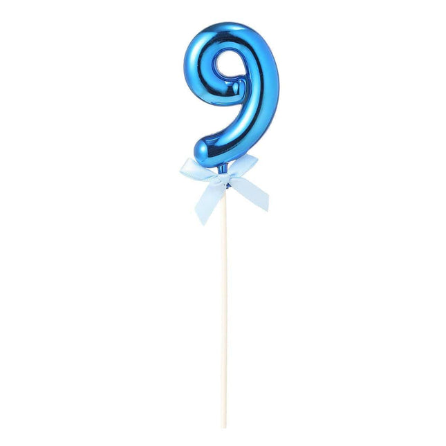 Cake Topper Number '9' - Blue - SKU:85831 - UPC:8712364858310 - Party Expo