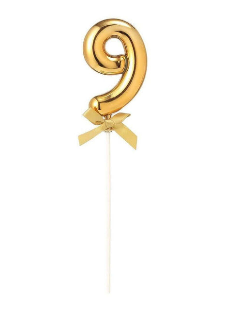 Cake Topper Number '9' - Gold - SKU:85811 - UPC:8712364858112 - Party Expo