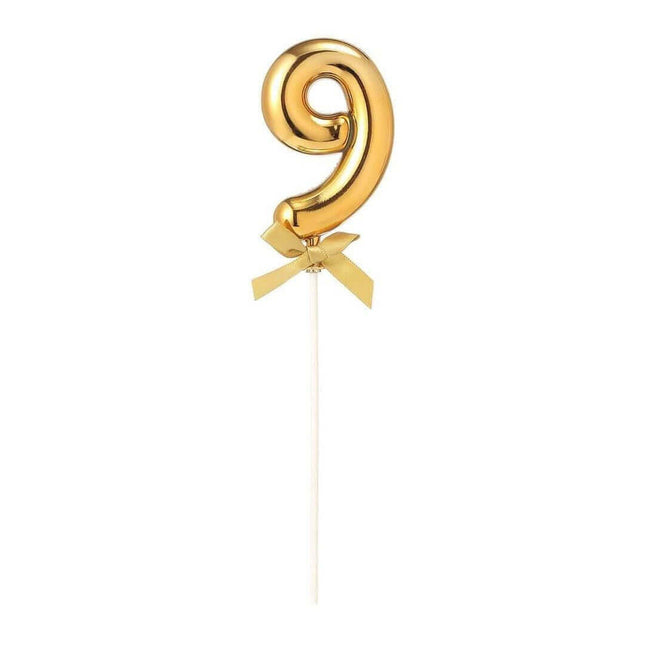 Cake Topper Number '9' - Gold - SKU:85811 - UPC:8712364858112 - Party Expo