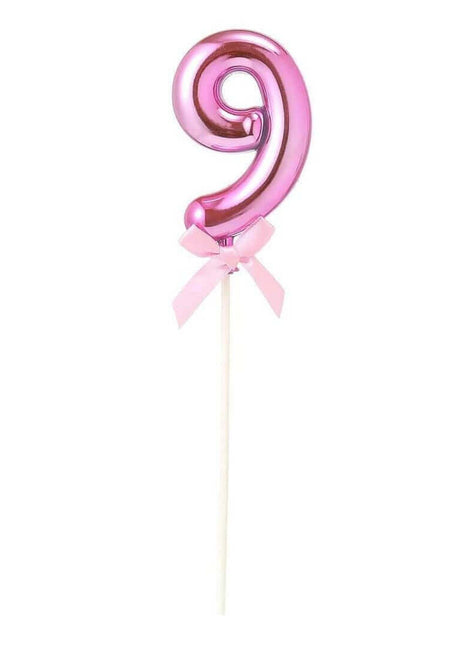 Cake Topper Number '9' - Pink - SKU:85841 - UPC:8712364858419 - Party Expo
