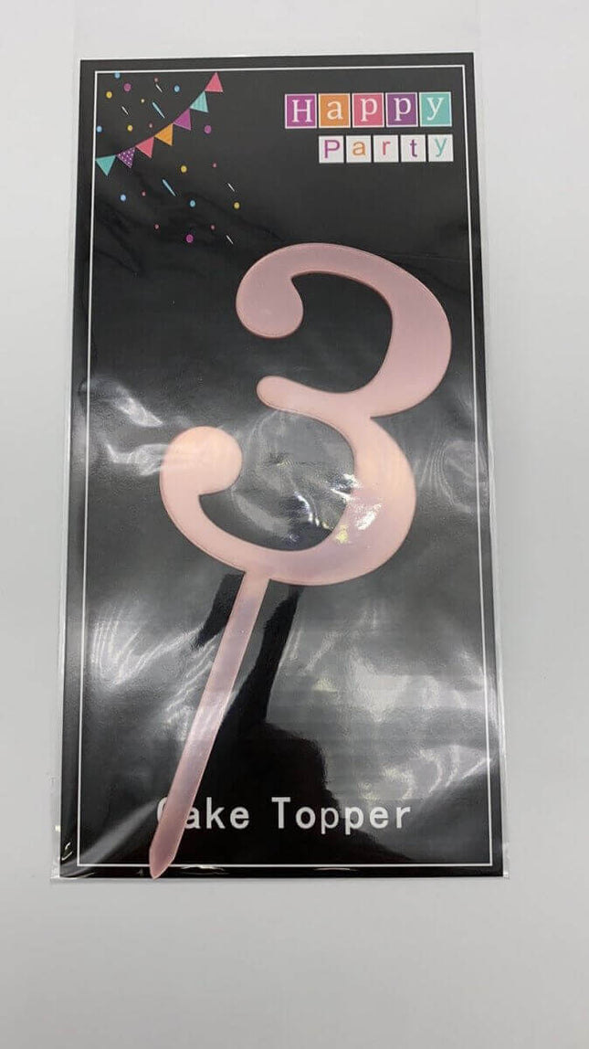 Cake Topper Rose Gold #3 - SKU: - UPC:677545150936 - Party Expo