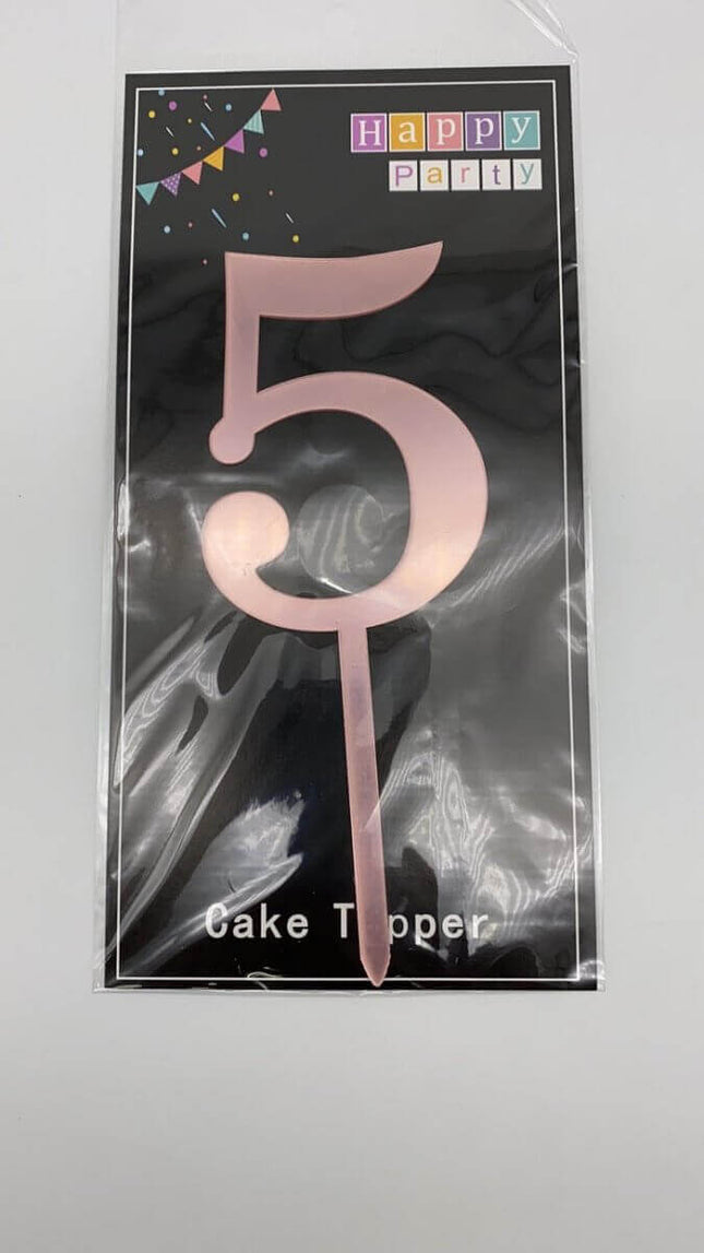 Cake Topper Rose Gold #5 - SKU: - UPC:677545150950 - Party Expo