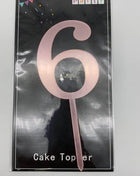 Cake Topper Rose Gold #6 - SKU: - UPC:677545150967 - Party Expo