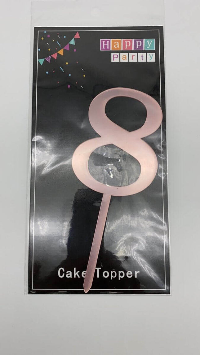 Cake Topper Rose Gold #8 - SKU: - UPC:677545150981 - Party Expo