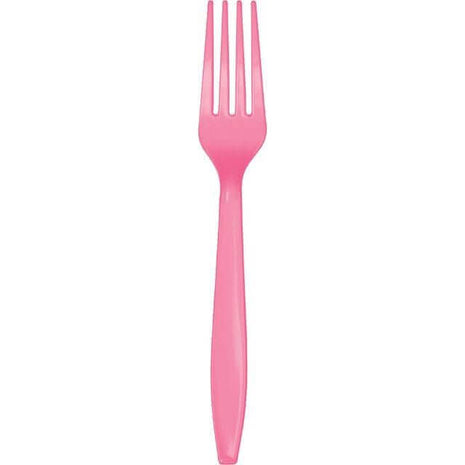 Candy Pink Plastic Forks - SKU:011347- - UPC:073525740287 - Party Expo