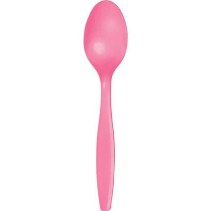 Candy Pink Plastic Spoons - SKU:011349- - UPC:073525740300 - Party Expo