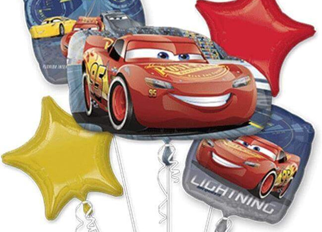 Cars 3 - Lightning McQueen Bouquet of Mylar Balloons (5ct) - SKU:87297 - UPC:026635353670 - Party Expo