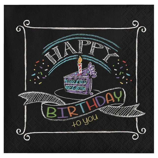 Chalk Birthday Beverage Napkins - SKU:655971 - UPC:039938217846 - Party Expo