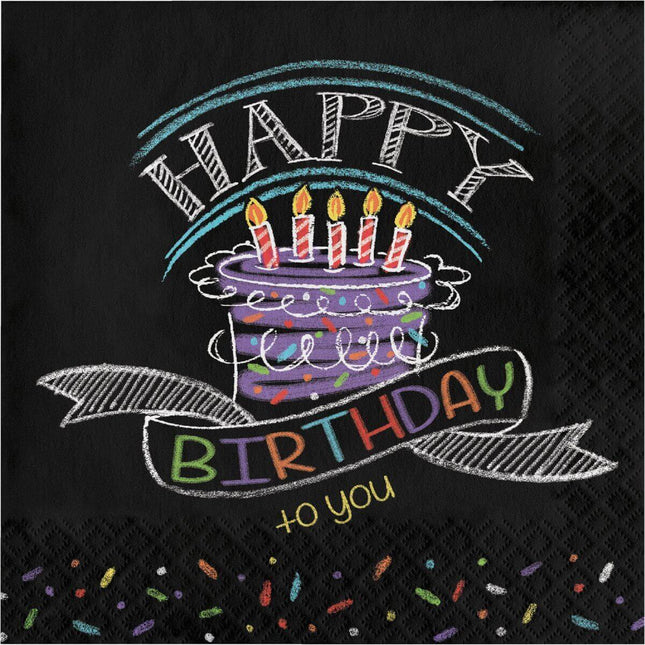 Chalk Birthday Lunch Napkins - SKU:665971 - UPC:039938217853 - Party Expo