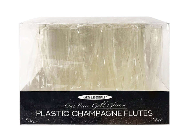Champagne Flute - Gold Glitter 5oz. (24 count) - SKU:N052452 - UPC:098382685304 - Party Expo