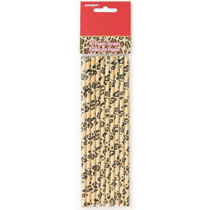 Cheetah Print Paper Straws (10ct) - SKU:98028 - UPC:011179980284 - Party Expo