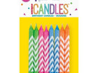 Chevron Birthday Candles - Assorted Colors (8pcs) - SKU:37583 - UPC:011179375837 - Party Expo