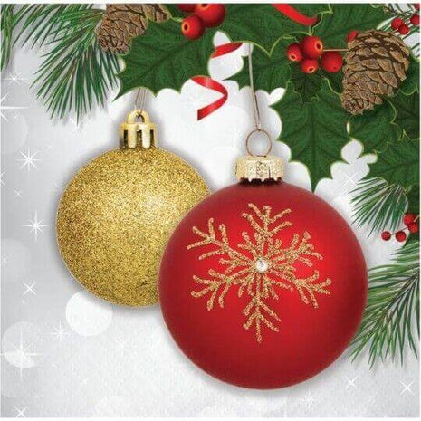 Christmas Ornament Elegance - Beverage Napkins (16ct) - SKU:333362 - UPC:039938523817 - Party Expo