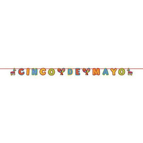 Cinco De Mayo Mexican Fiesta Party Glitter Paper Letter Banner - SKU:120265 - UPC:013051722852 - Party Expo